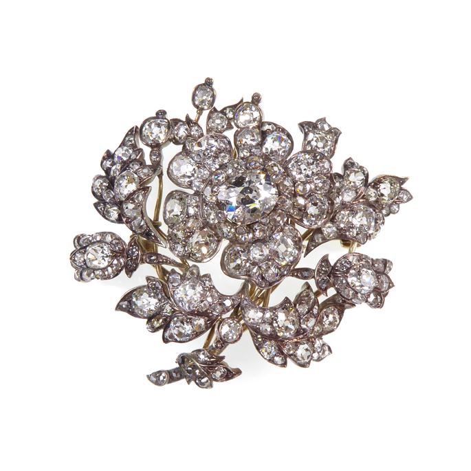 Diamond floral spray brooch | MasterArt